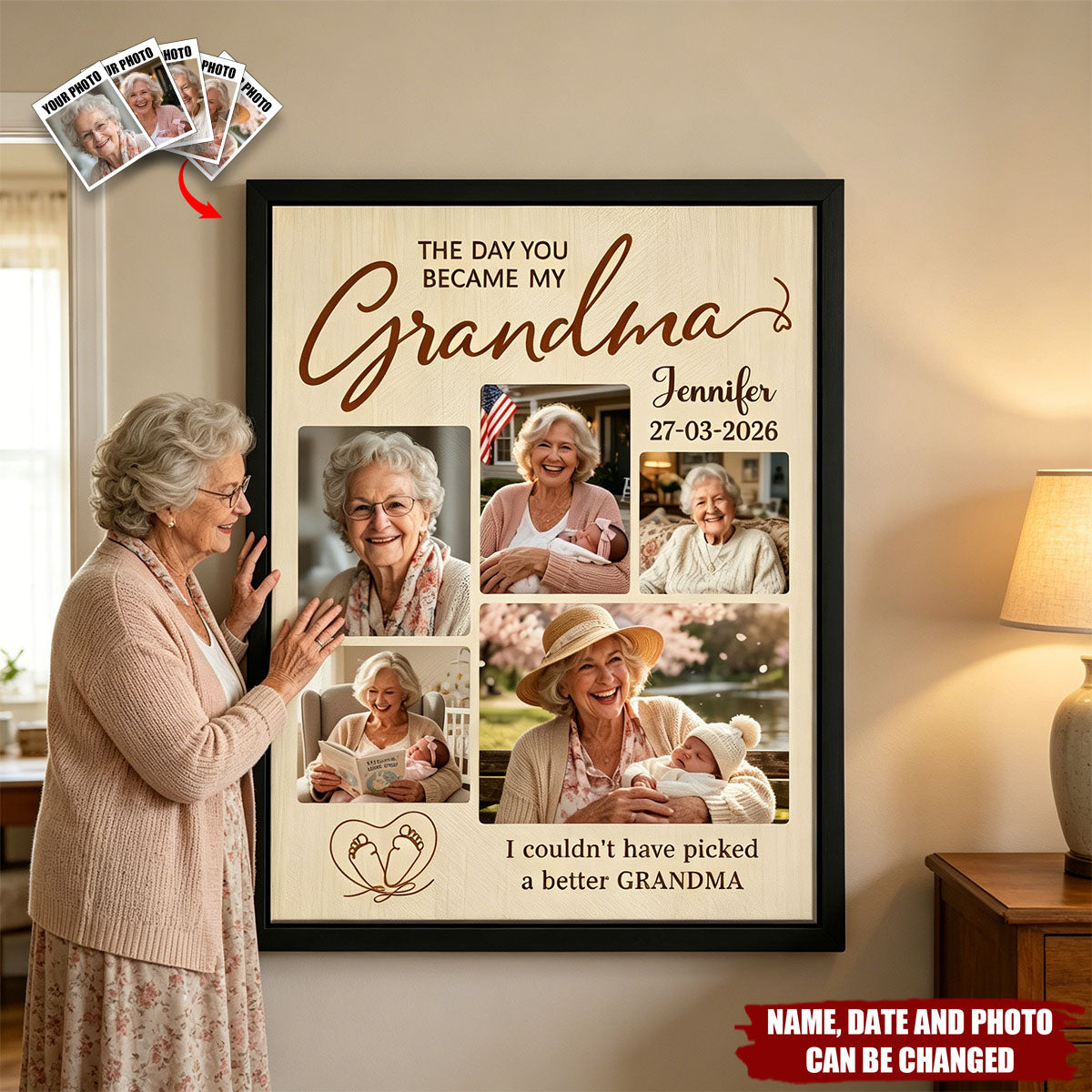 The Day You Became My Grandma - Personalized Poster, Gift for Grandma