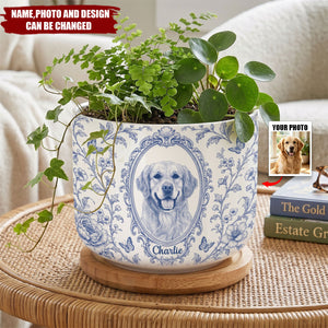 Custom Photo Home Decor Ceramic Plant Pot - Personalized Birthday Gifts For Dog Cat Lovers, Dog Dad And Mom, Cat Owners - Love Grows Right Here