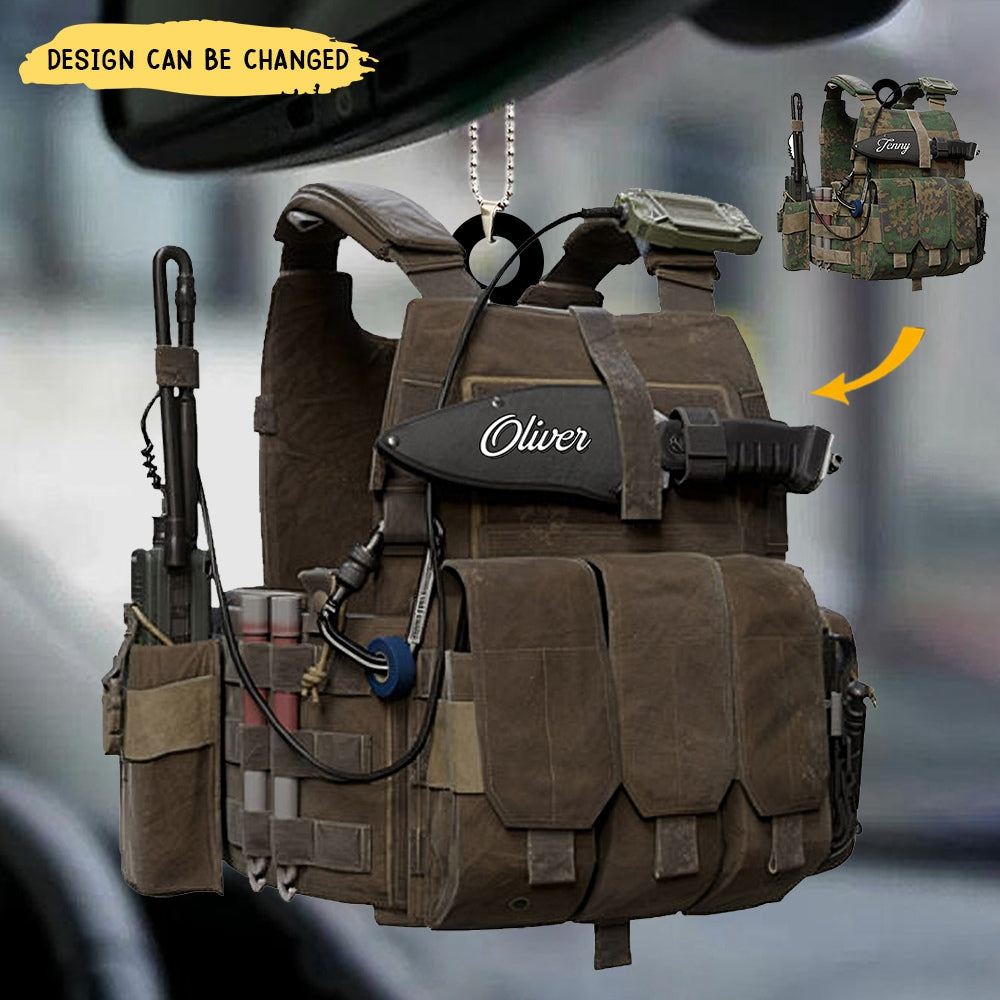 Tactical Vests Personalized Acrylic Ornament, Soldier Uniform, Military Accessories, Veteran Gift, Army Gift, Veteran Day Gift Idea