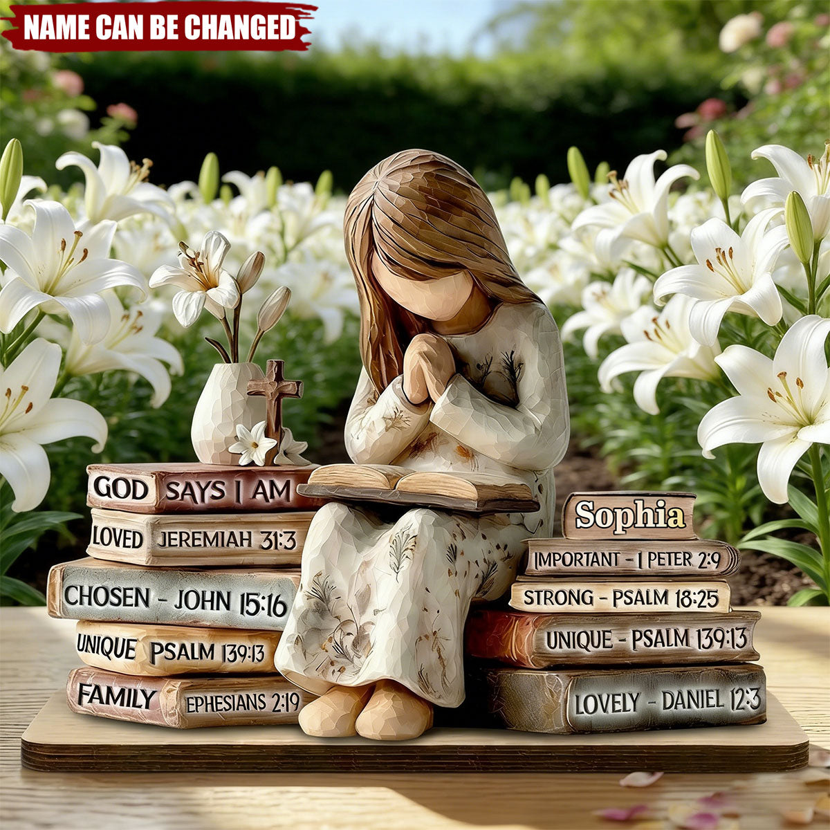 God Says I Am - Personalized Shaped Wooden Plaque - Christian Gift For Her