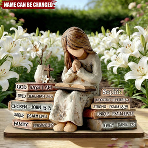 God Says I Am - Personalized Shaped Wooden Plaque - Christian Gift For Her