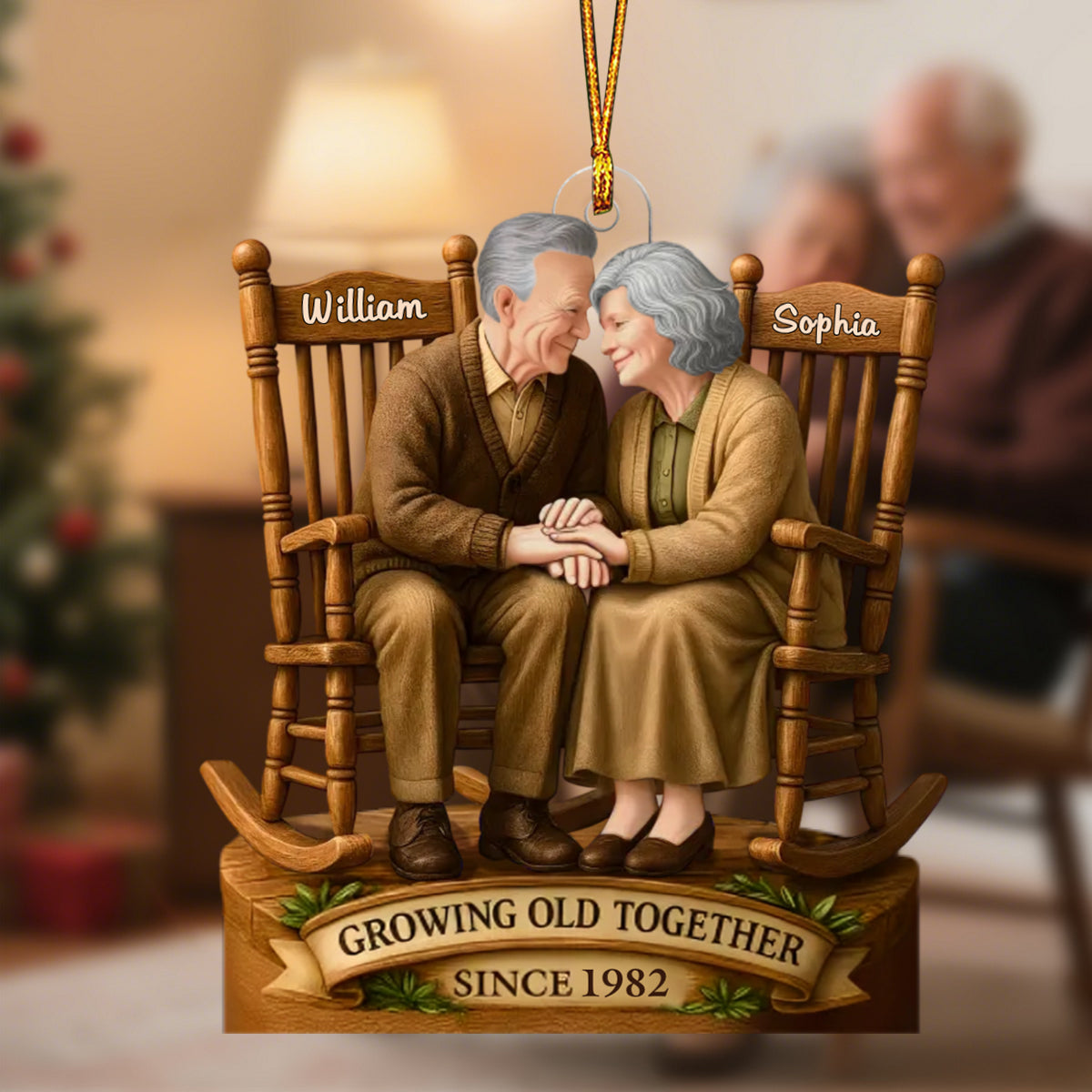 Love That Grows With Time - Couple Personalized Acrylic Ornament, Gift For Husband Wife, Anniversary