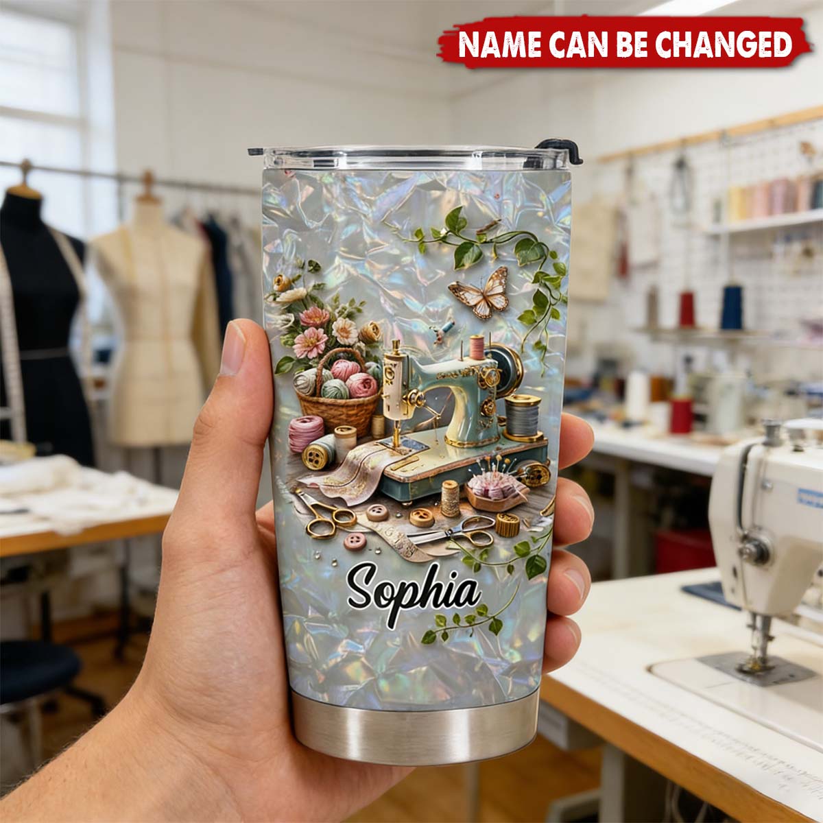 Vintage Sewing Machine Tumbler, Gift For Mom And Sewing Lovers