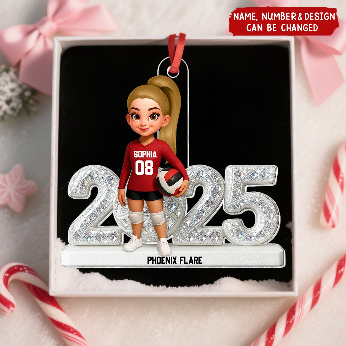 Volleyball Player Keepsake - Personalized Christmas Acrylic Ornament