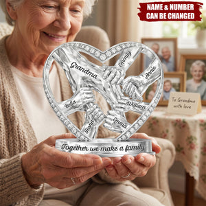 Mom Grandma Holding Hands 3D Effect - Personalized Custom Shaped Acrylic Plaque