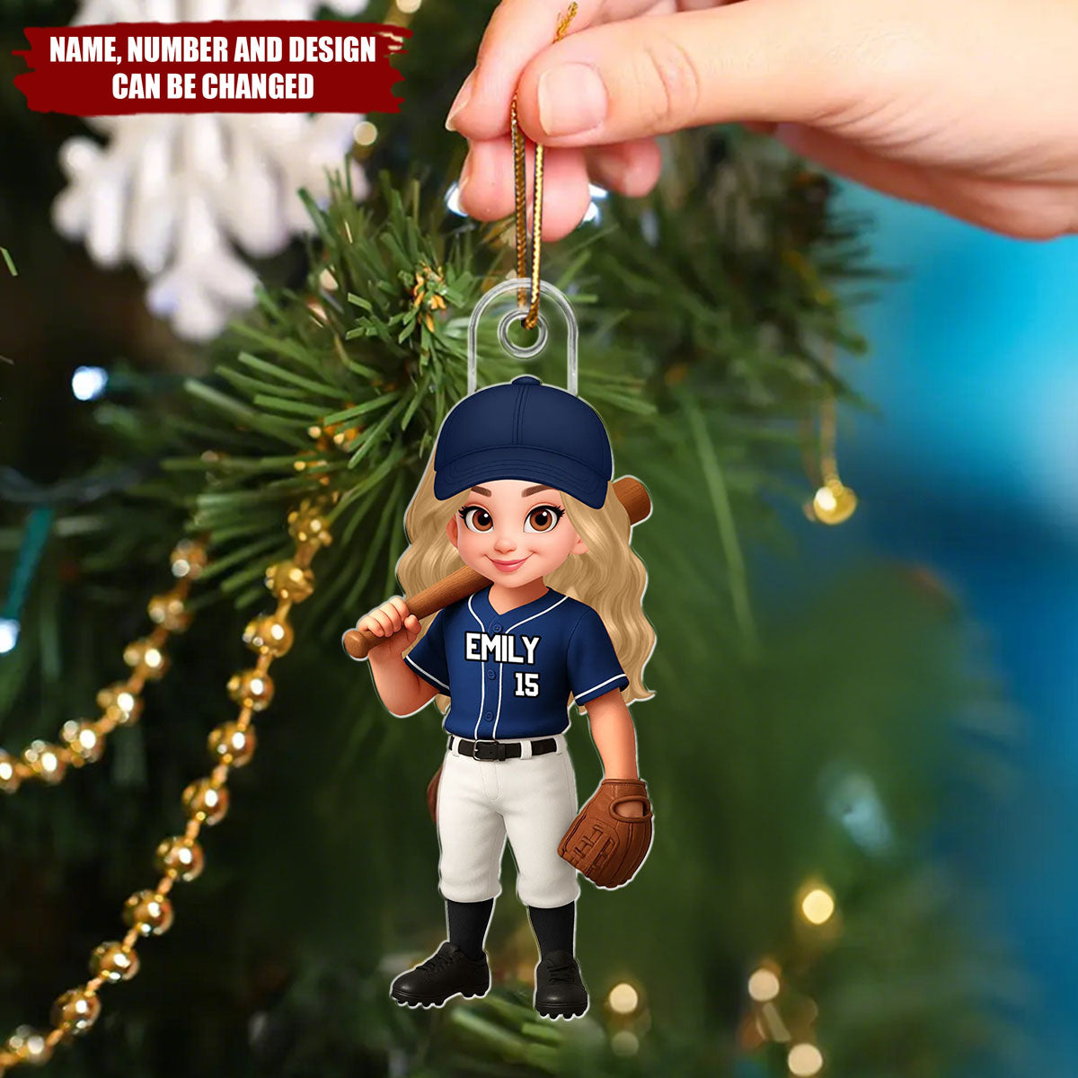 3D Effect Baseball Player - Personalized Christmas Acrylic Ornament