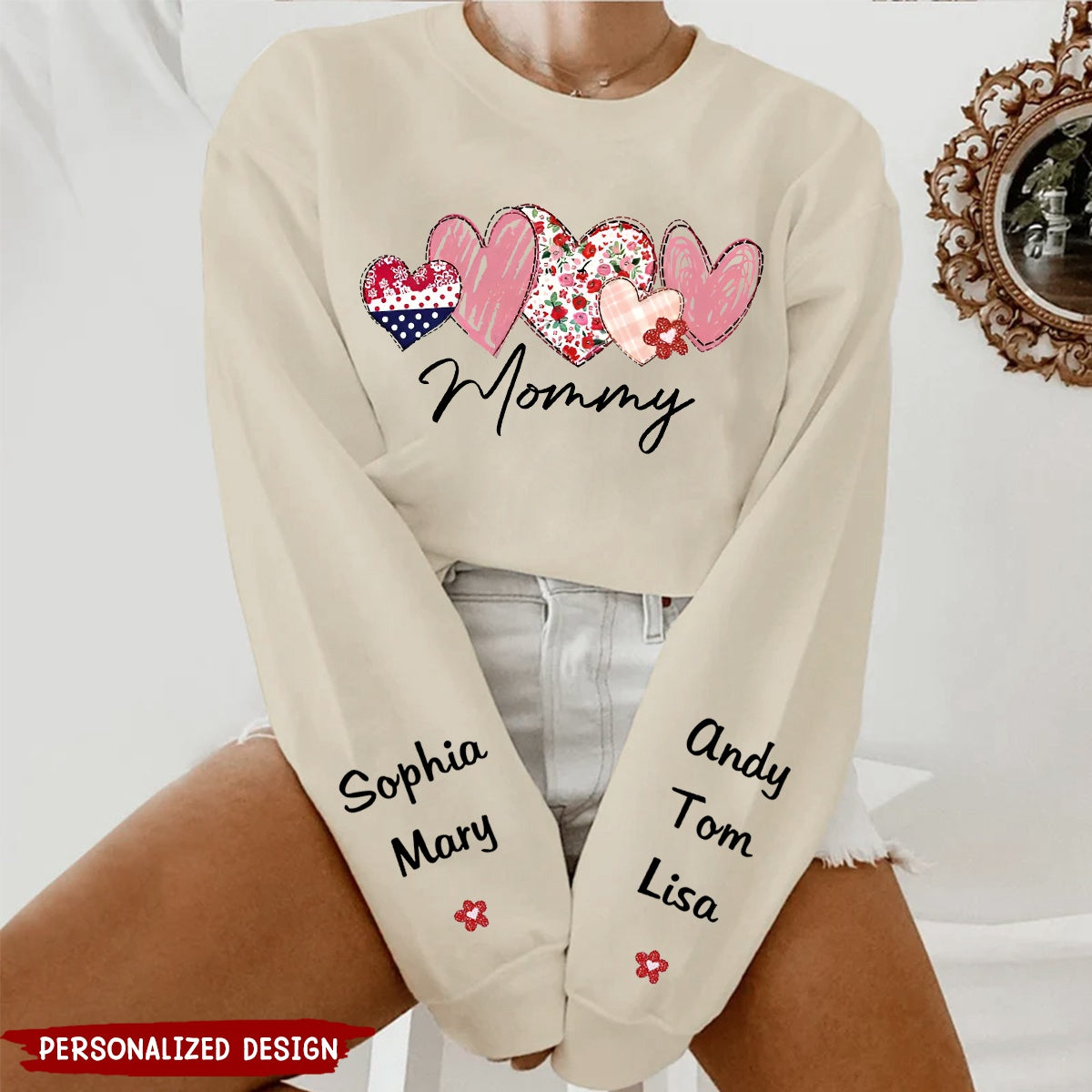 Moms Make Everything Better - Family Personalized Unisex Sweatshirt With Design On Sleeve
