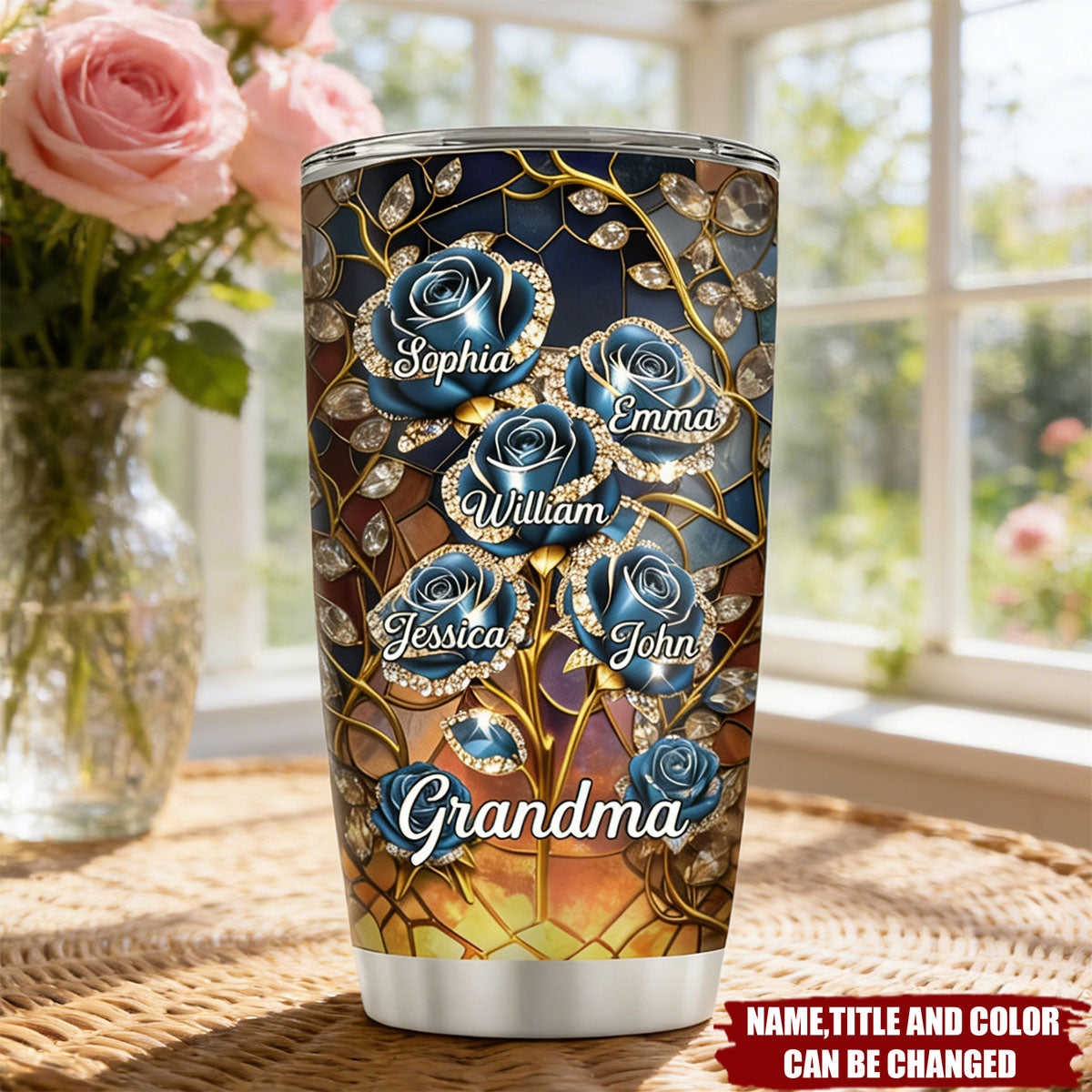 Grandma's Rose Garden - Personalized Stainless Steel Tumbler