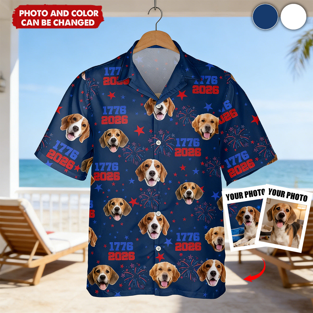 America 1776 - 2026 - Custom Dog Photo Hawaiian Shirt