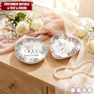Toile De Jouy Personalized Locked Ring Jewelry Dish - Anniversary Wedding Gift