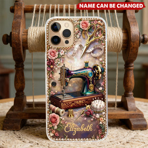 Vintage Sewing Machine Floral - Personalized Full Print Phone Case