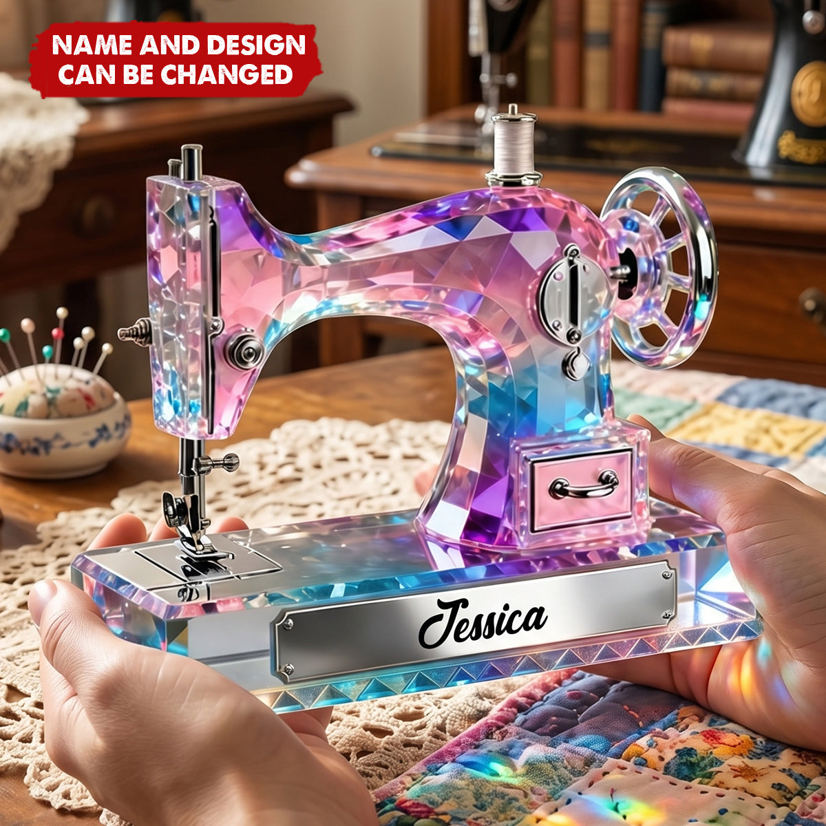 Sewing Machine - Personalized Acrylic Block Plaque