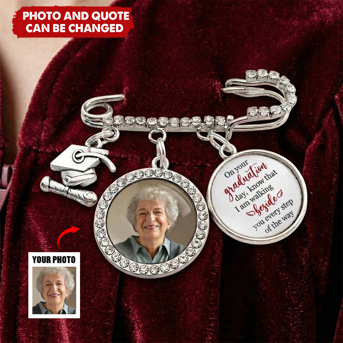 This Achievement Is For You Above - Personalized Lapel Pin With Photo Charms