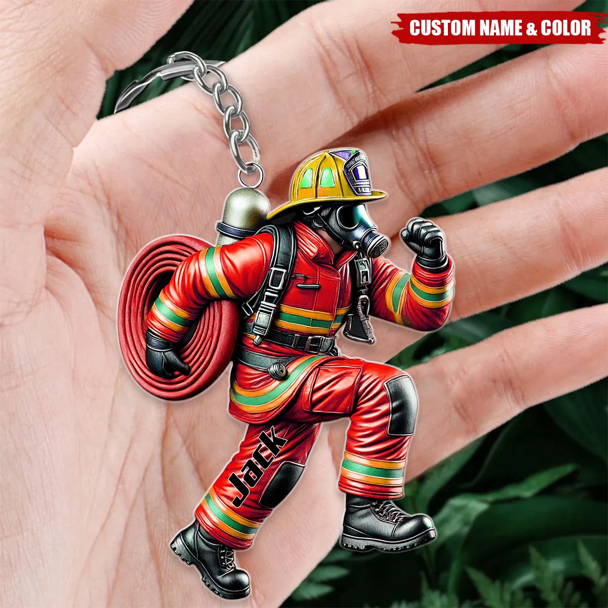Firefighter Hero Personalized Acrylic Keychain, Christmas Gift For Firefighter
