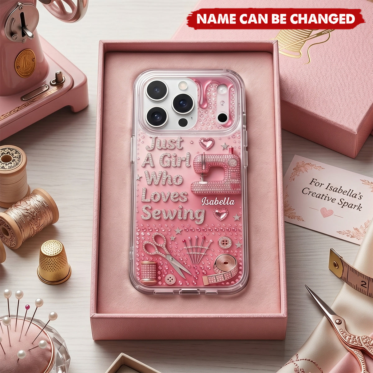 Just A Girl Who Loves Sewing - Personalized Phone Case, Gift For Sewing Lovers