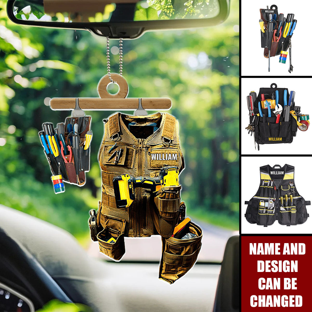 Electrician Tool Bag  - Personalized Acrylic Car Ornament