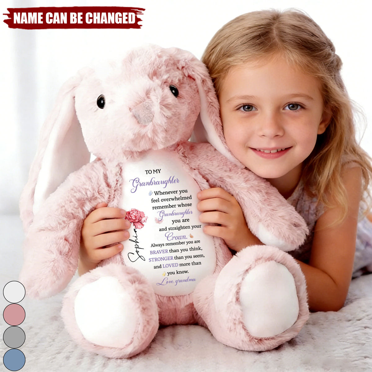 To My Granddaughter/Grandson, Whenever You Feel Overwhelmed - Personalized Stuffed Bunny