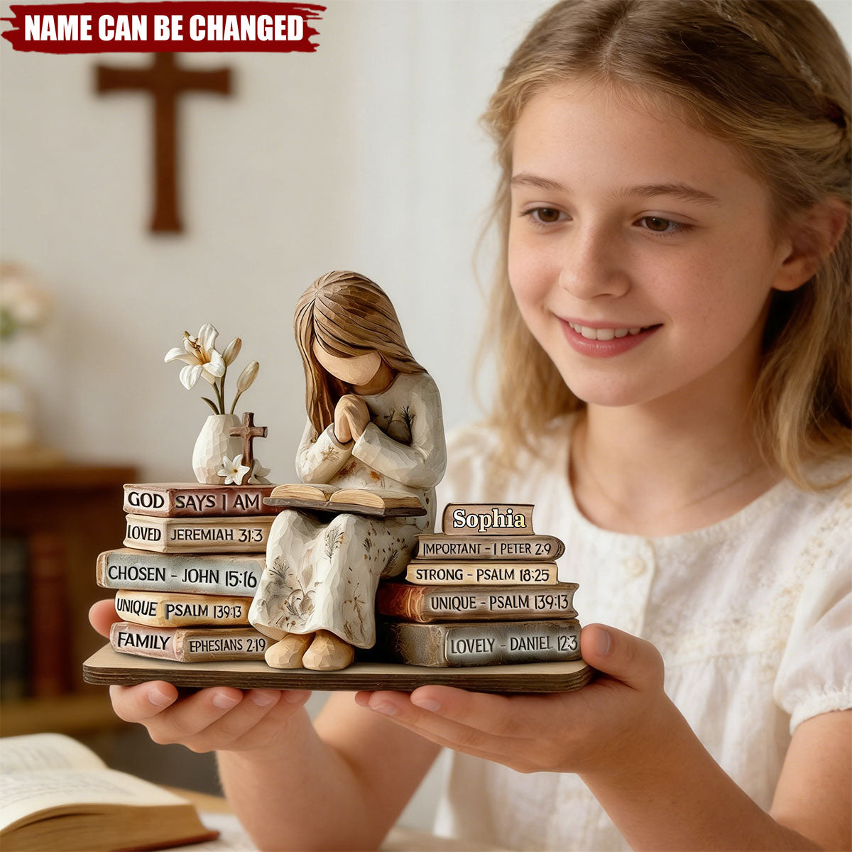 God Says I Am - Personalized Shaped Wooden Plaque - Christian Gift For Her