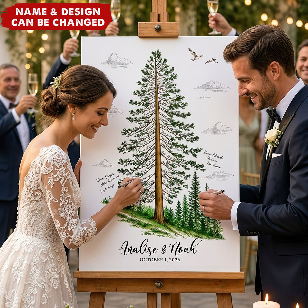 Custom Guest Book Sign Alternative Rustic Pine Tree - Personalized Poster