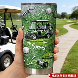 Eat Sleep Golf Repeat - Personalized Stainless Steel Tumbler, Gifts For Golf Lovers