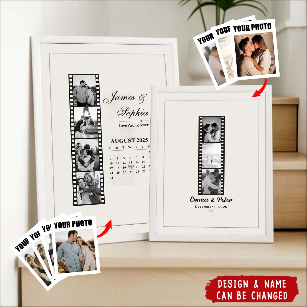 Custom Photo Personalised Couple Calendar Poster - Valentine's Day Anniversary Gift