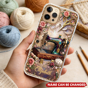 Vintage Sewing Machine Floral - Personalized Full Print Phone Case