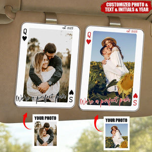 Custom Photo Drive Safe Personalized Couple Playing Card Visor Clip - Valentine's Day Gift