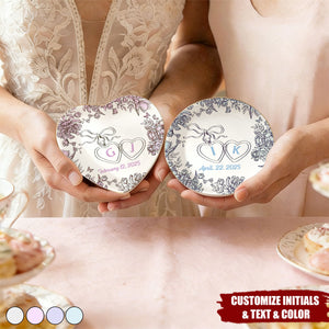 Toile De Jouy Personalized Locked Ring Jewelry Dish - Anniversary Wedding Gift