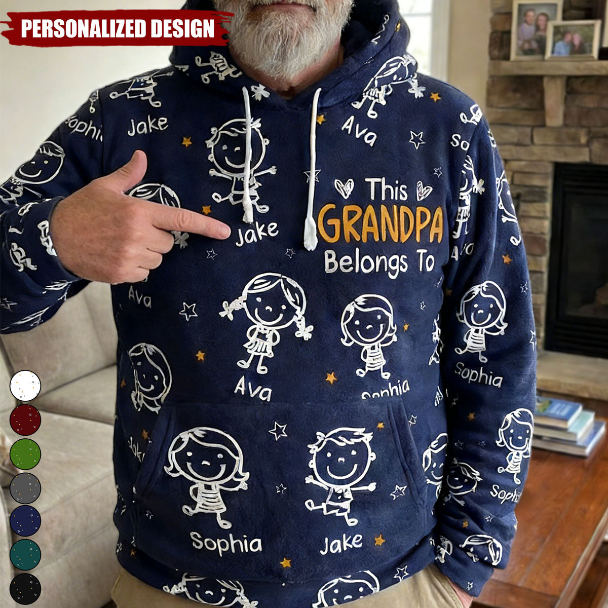 This Grandpa Belongs To - Personalized Fleece Hoodie