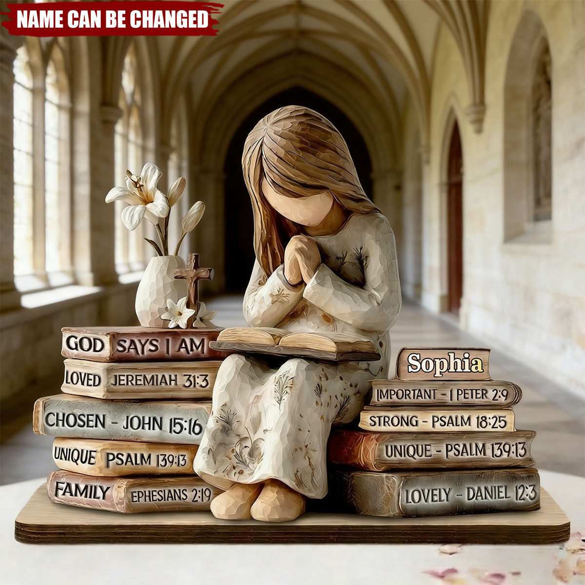 God Says I Am - Personalized Shaped Wooden Plaque - Christian Gift For Her