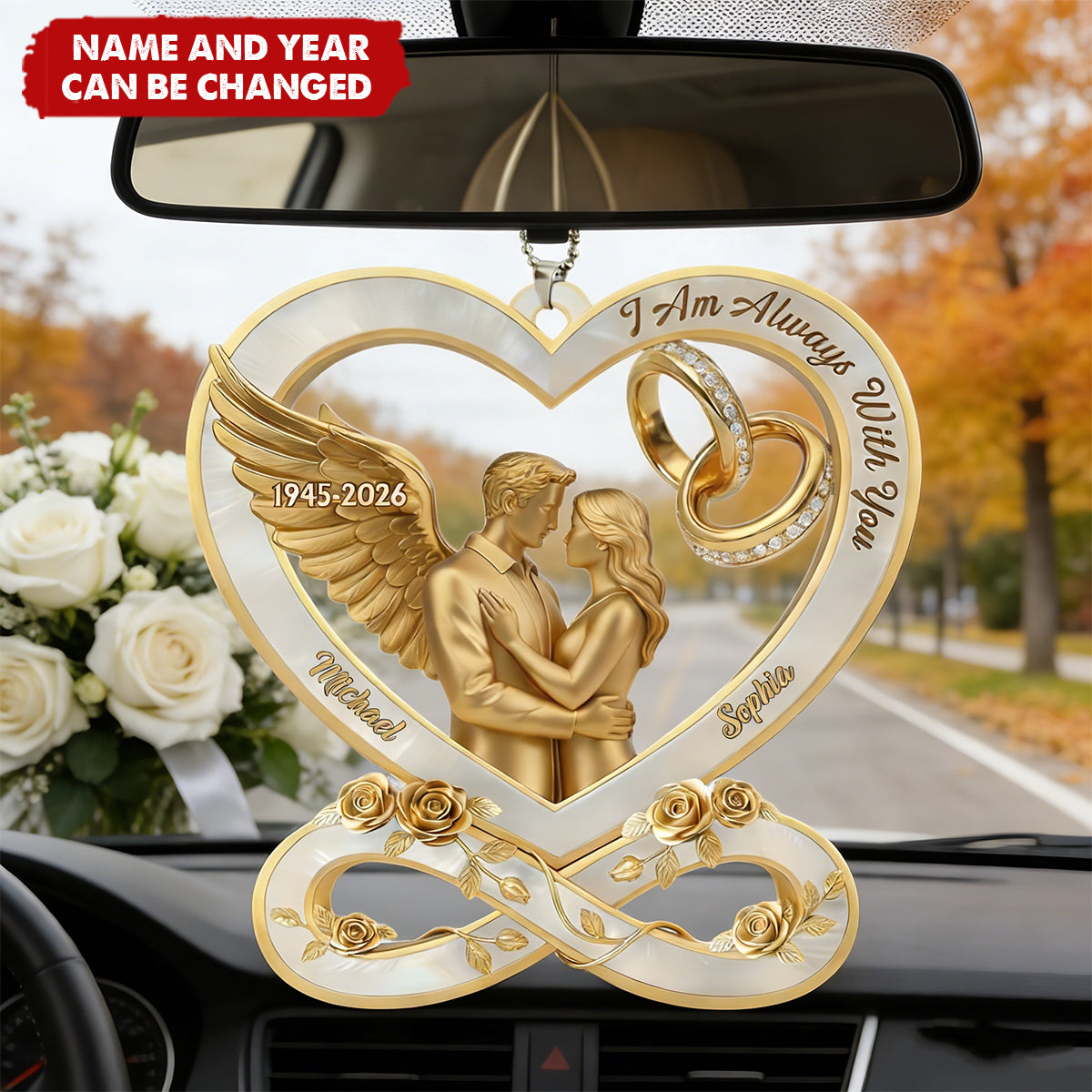 I Am Always With You Heart - Personalized Acrylic Car Ornament