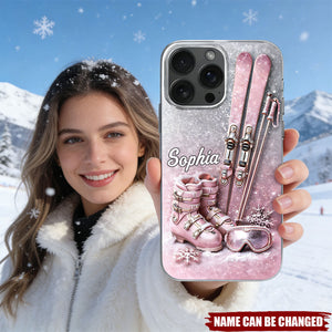 Skis, Boots, And Goggles, Clear Phone Case, Gift For Snow Lovers