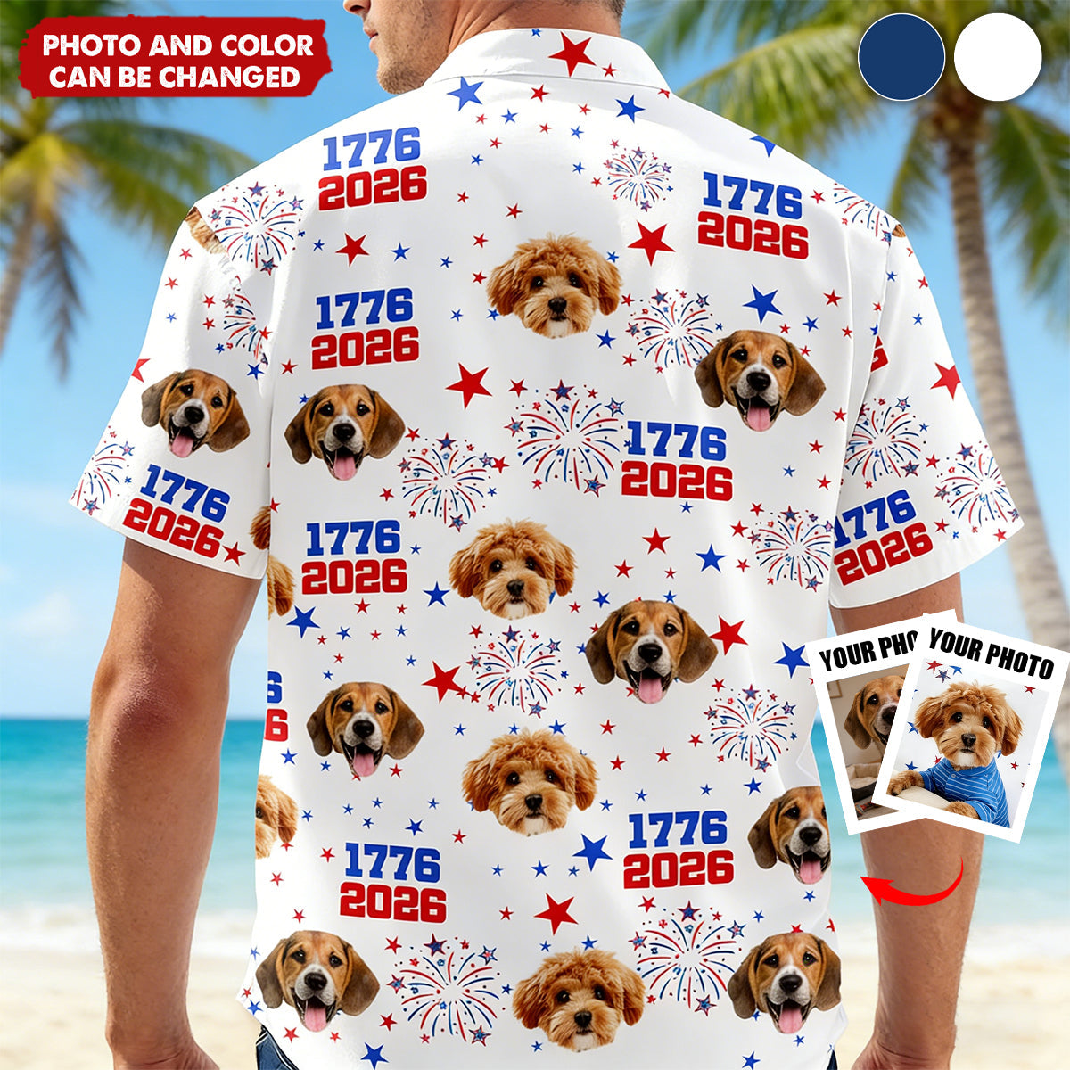America 1776 - 2026 - Custom Dog Photo Hawaiian Shirt