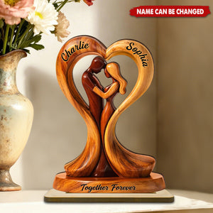 Together Forever Wooden Couple - Personalized 2-Layered Wooden Plaque - Anniversary, Valentine's Day Gift, Gift For Him, Gift For Her