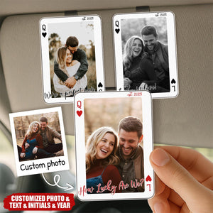Custom Photo Drive Safe Personalized Couple Playing Card Visor Clip - Valentine's Day Gift
