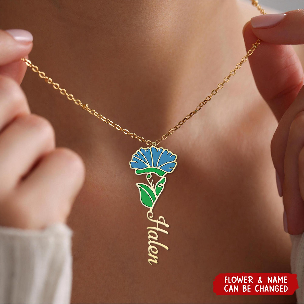 Custom Floral Name Personalized Birth Flower Necklace - Gifts For Her
