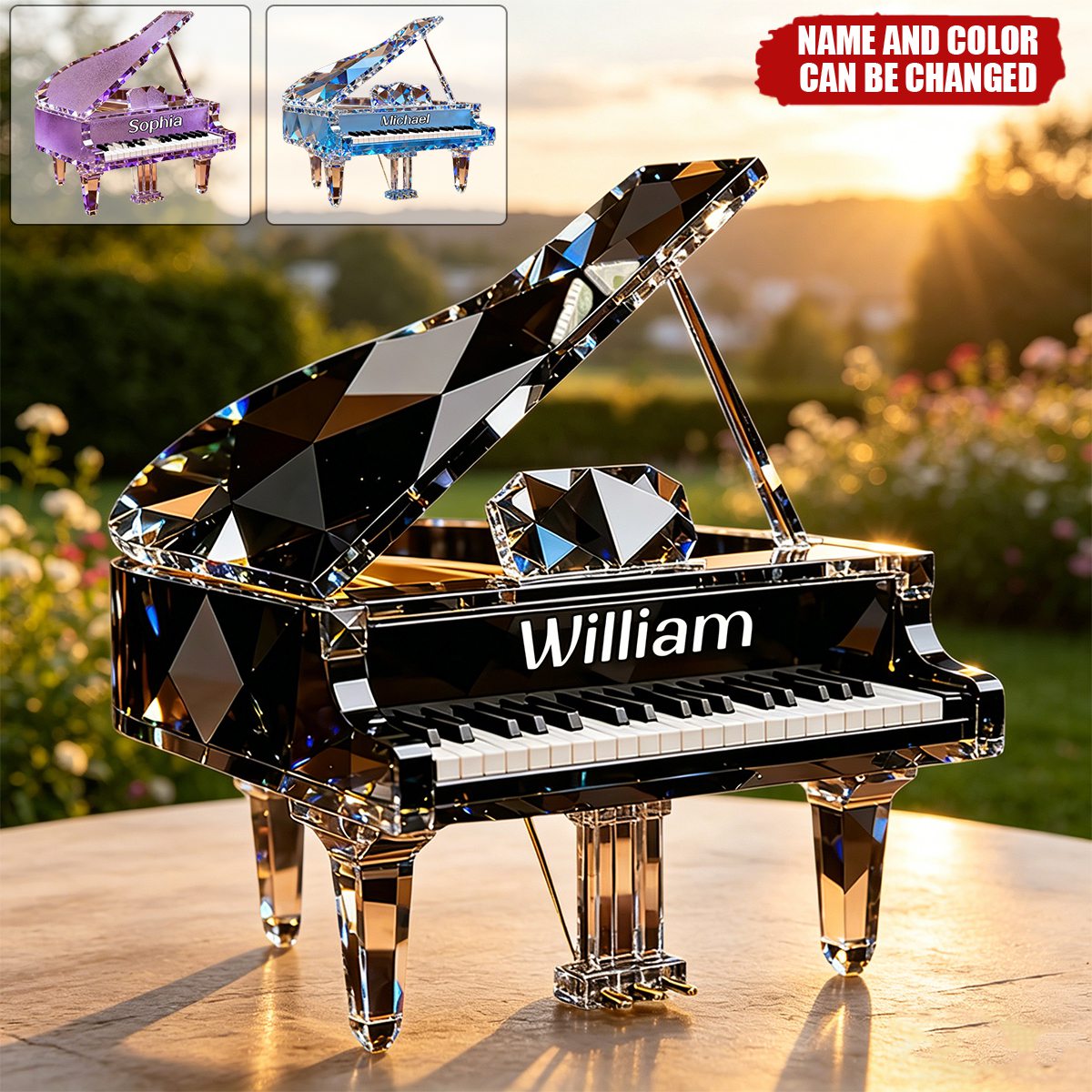 Personalized Piano Music Crystal Effect Acrylic Block Plaque, Unique Gift For Pianist
