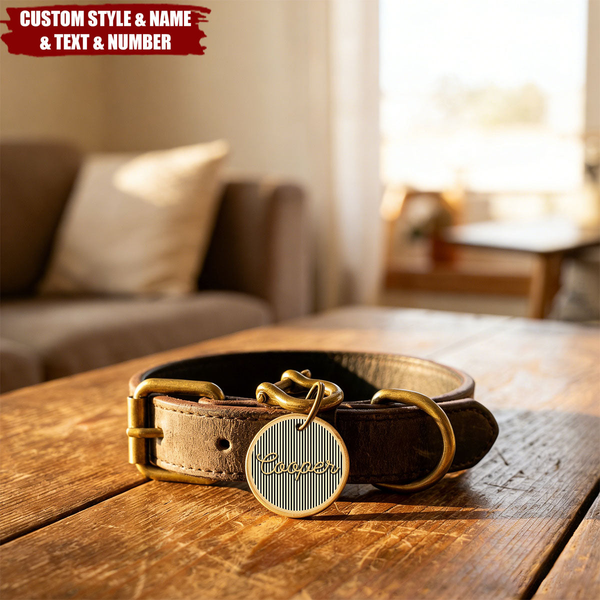 Engraved Dog Cat Name & Phone Number Personalized Brass Pet ID Tag