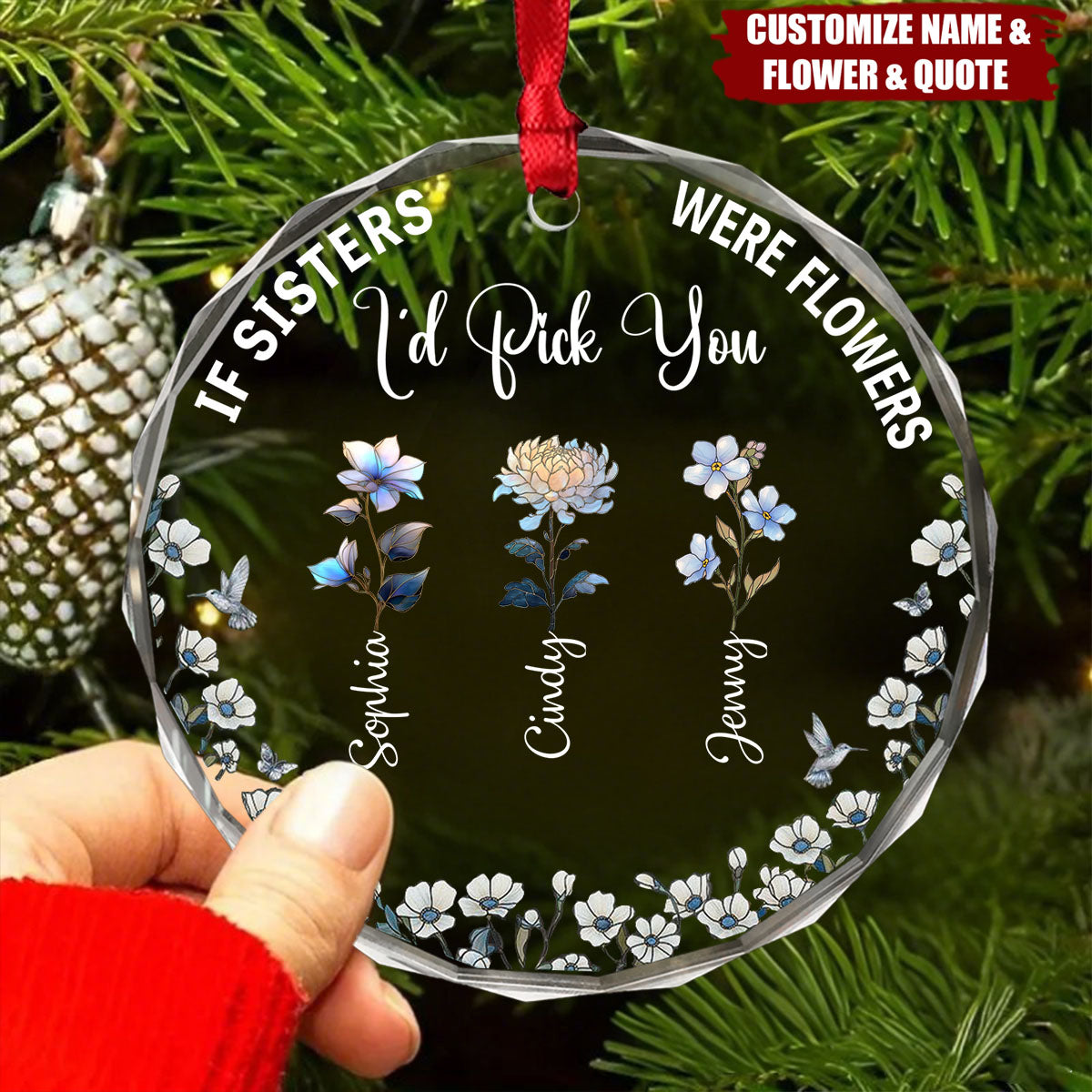 It Takes A Long Time To Grow Old Friends Birth Flowers - Personalized Glass Ornament