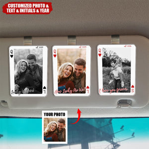 Custom Photo Drive Safe Personalized Couple Playing Card Visor Clip - Valentine's Day Gift