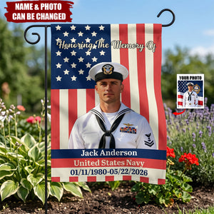 Military Memorial - Personalized Veteran Garden Flag