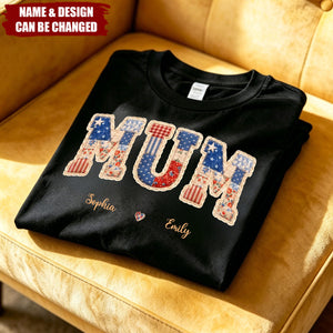 Custom Faux Embroidery Unisex T-shirt- Personalized Mother's Day Birthday Gifts For Mom, Grandma -  Mama Love