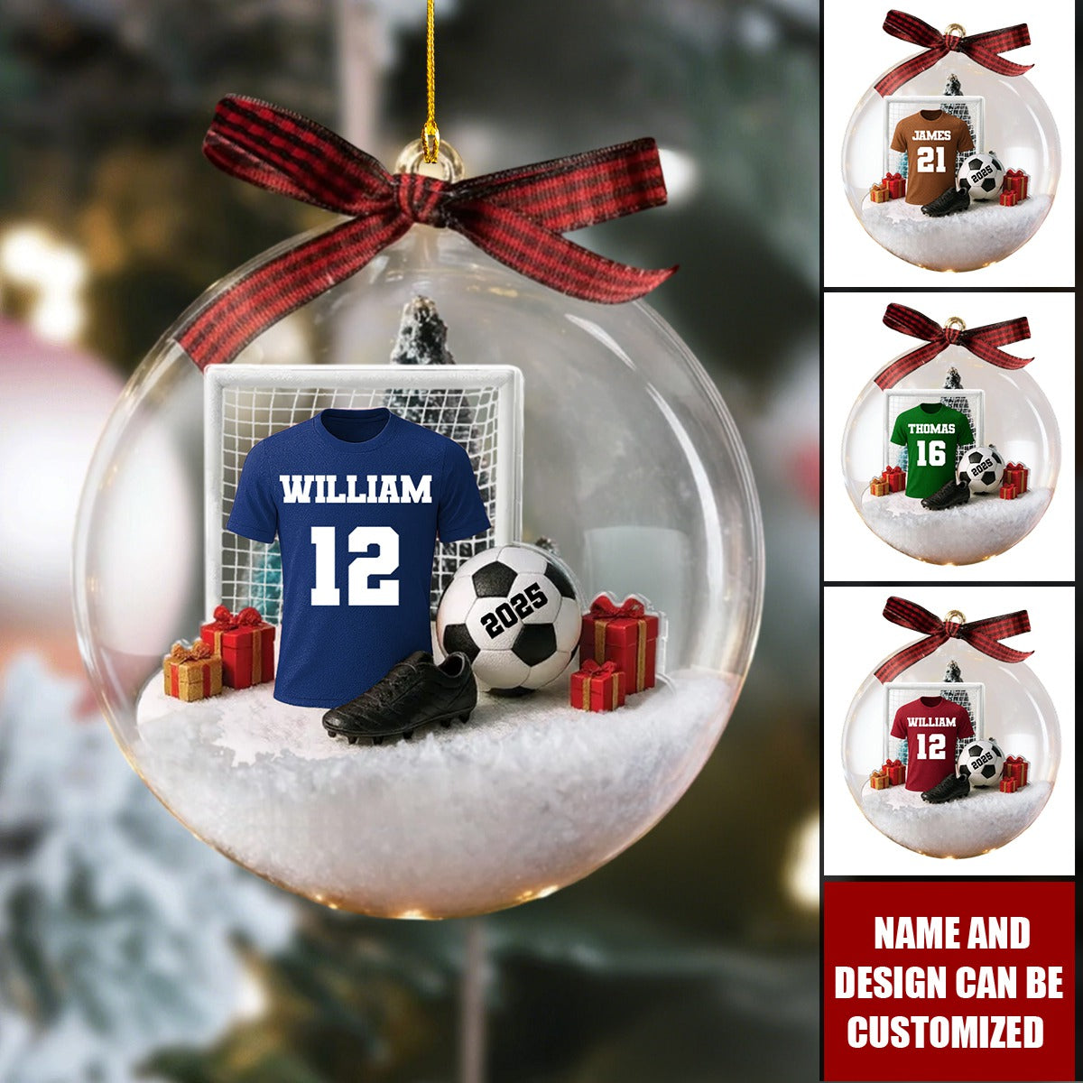 Soccer Player Uniform - Personalized Snow Globe Ornament, Gift For Soccer Lovers