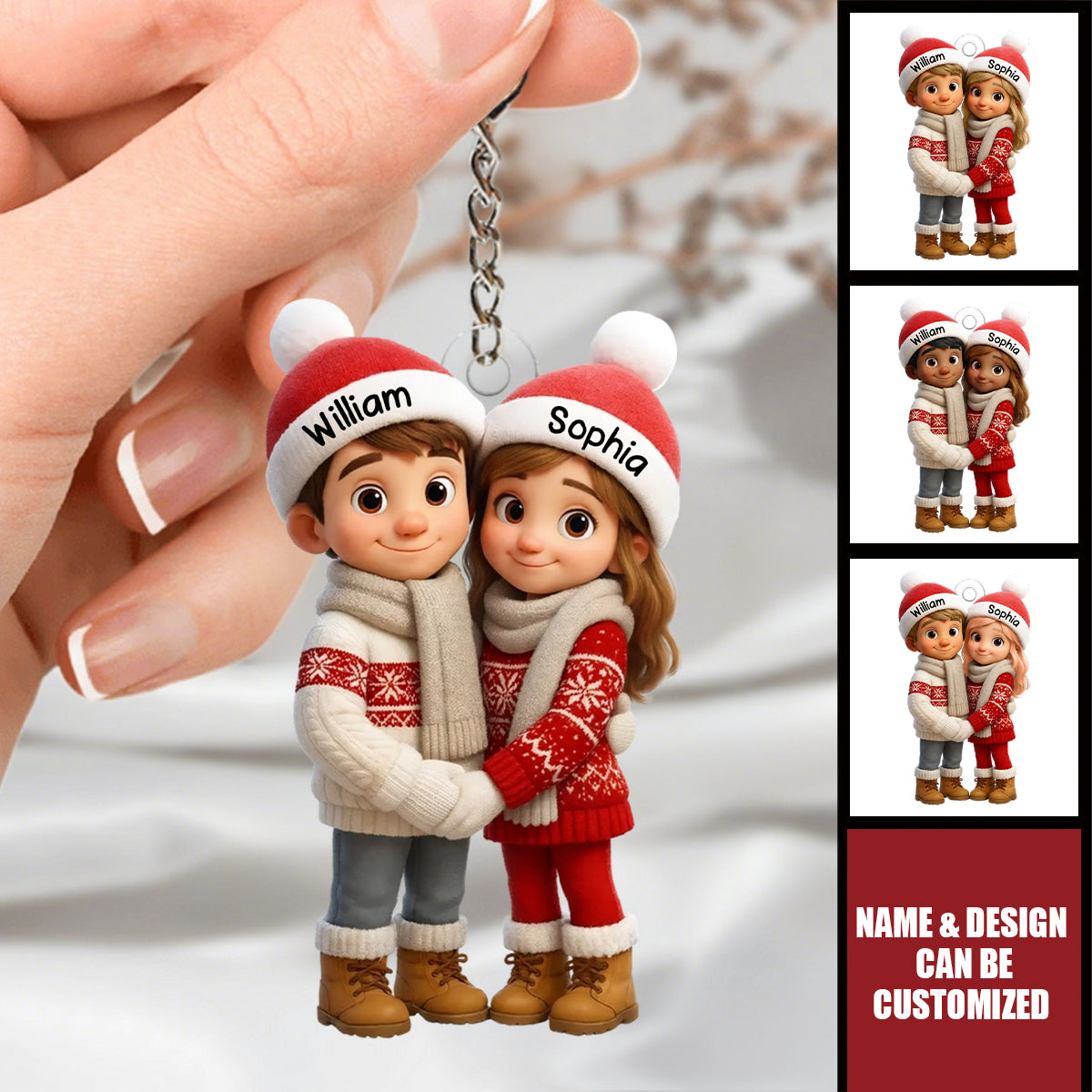 Couple Hug - Personalized Acrylic Keychain, Gift For Him, Gift For Her