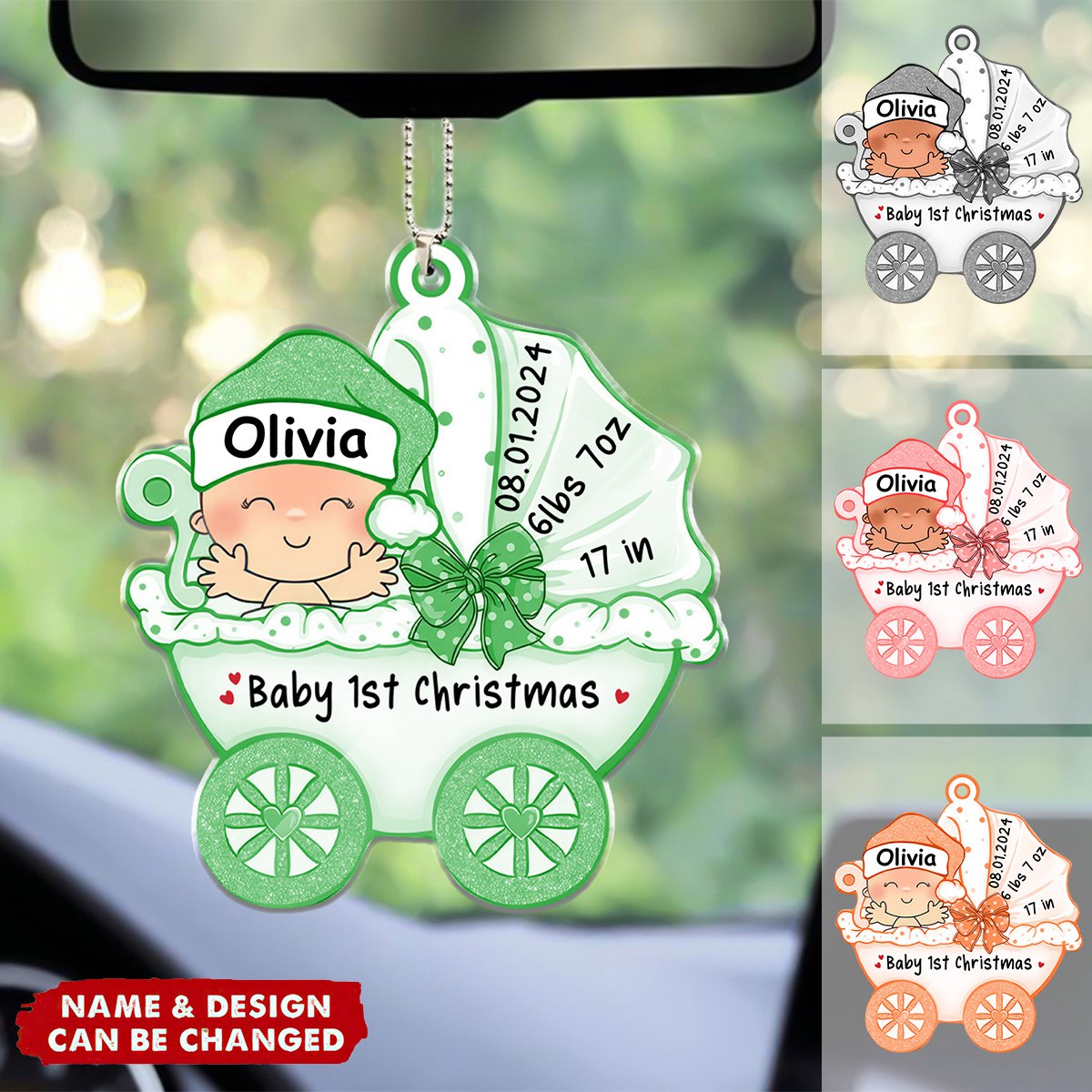Baby Stroller Baby First Christmas - Personalized Acrylic Car Ornament