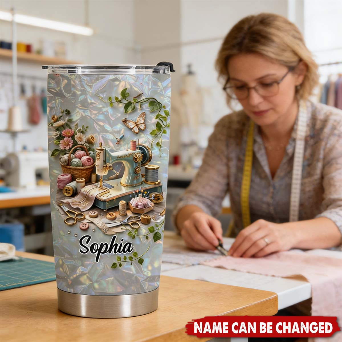 Vintage Sewing Machine Tumbler, Gift For Mom And Sewing Lovers