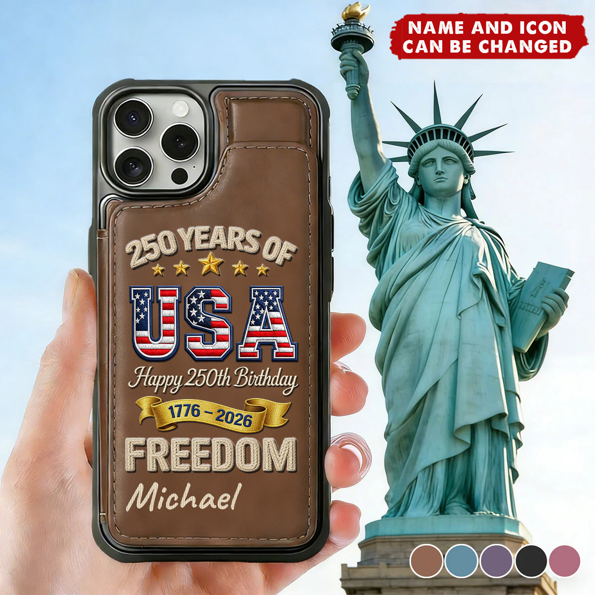 America 250 Years Of Freedom Embroidery Effect Prints  - Gift for Dad, US Military Army