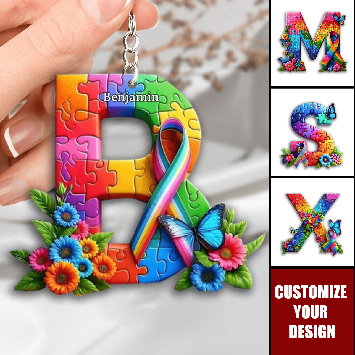 Never Walk Alone Autism Awareness - Personalized Acrylic Keychain