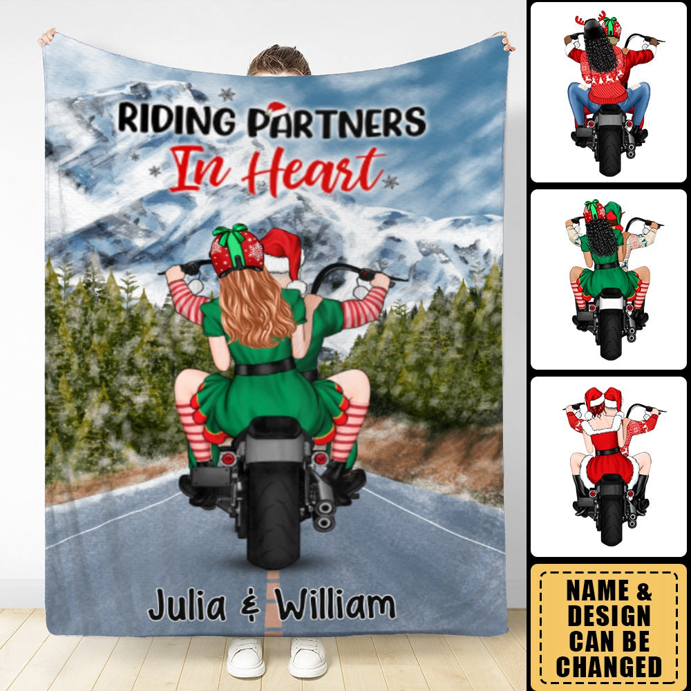 Personalized Blanket, Christmas Motorcycle Couple, Christmas Gift For Motorcycle Lovers