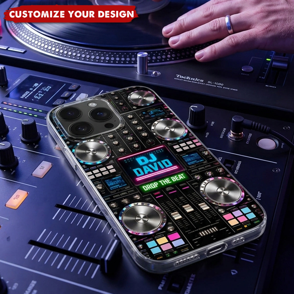 DJ Drop The Beat, Personalized Clear Phone Case, Gift For DJ Lovers